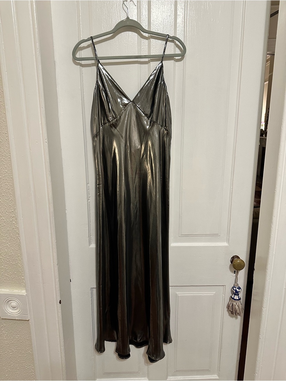 Anthropologie Metallic Slip Midi Dress - Picture 3 of 7